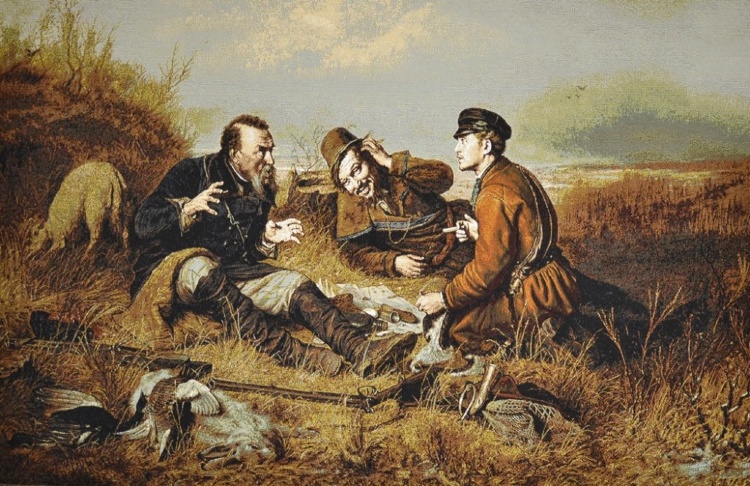 Три охотника  - гобеленовая картина