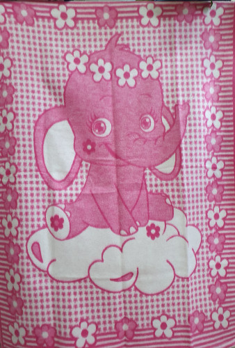 Одеяло 100% хлопок Слоненок на облаке малиновый