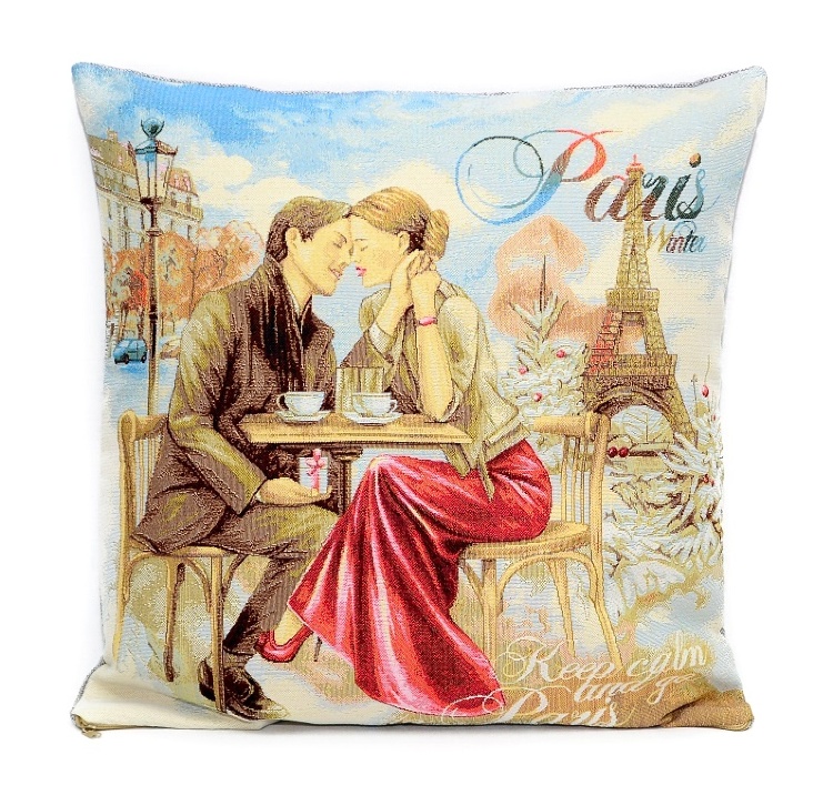 Романтическое свидание Париж - гобеленовая наволочка