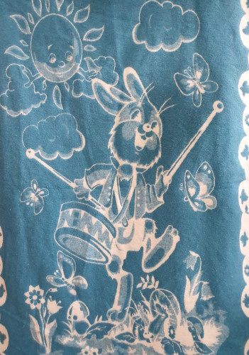 Одеяло байковое Заяц синий