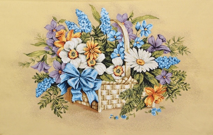 Корзина с цветами евро-гобеленовая картина