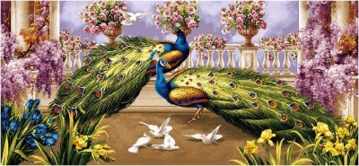 Павлины и голуби - гобеленовая картина