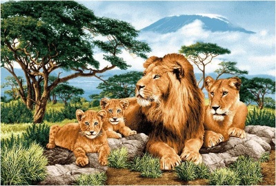 Африканские львы - гобеленовая картина