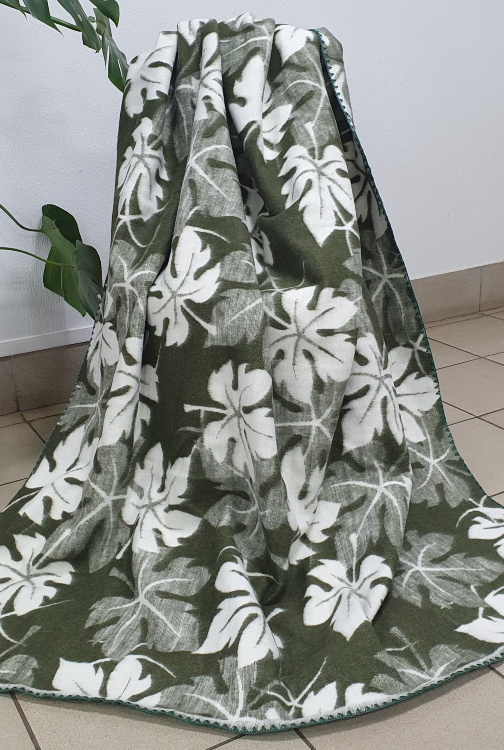 Одеяло Листья зеленые (15% шерсть)