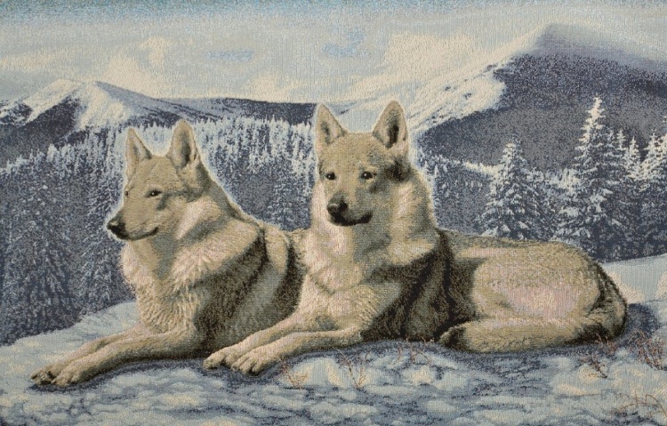 Волки на снегу евро- гобеленовая картина