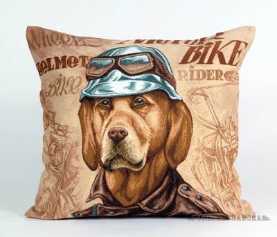 Собака байкер: шлем - гобеленовая наволочка