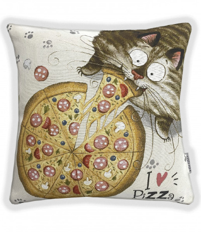 Я люблю пиццу -гобеленовая наволочка