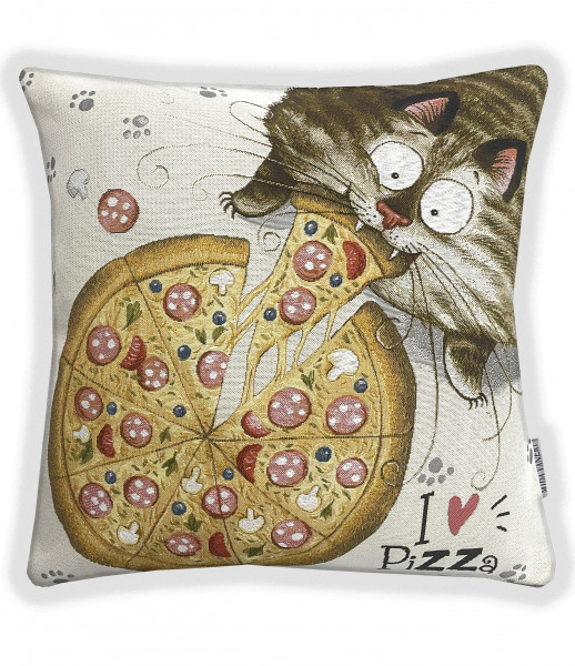 Я люблю пиццу -гобеленовая наволочка