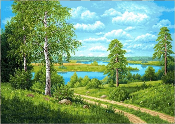 Гобеленовая картина березовая роща
