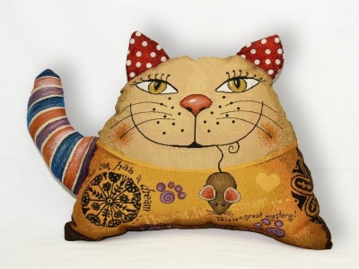 Кот Полоска- гобеленовая подушка-игрушка