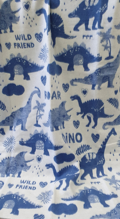 Одеяло Динозаврики синий 13-2 (100% хлопок)