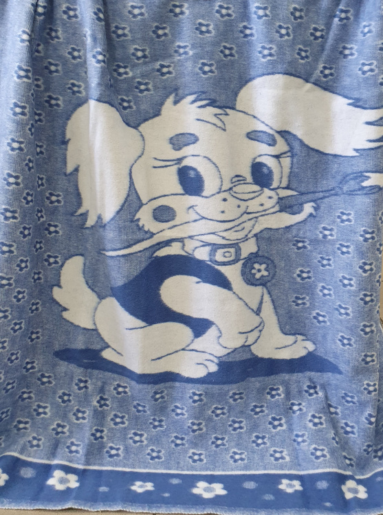 Одеяло Щенок синий 02-2 - 100х118 (100% хлопок)