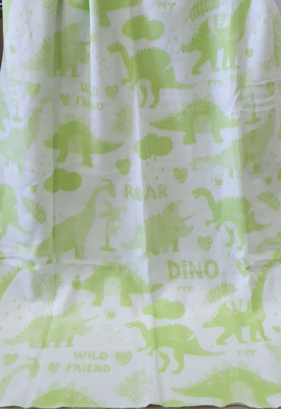 Одеяло Динозаврики салатовое 13-5 - 100х118 (100% хлопок)