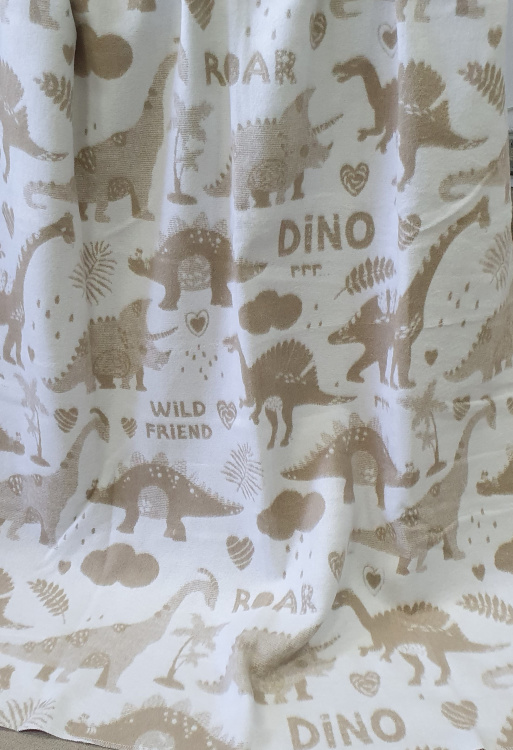 Одеяло Динозаврики бежевое 13-7 - 100х118 (100% хлопок)
