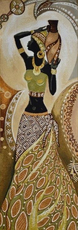 Африканка с кувшином- гобеленовый купон