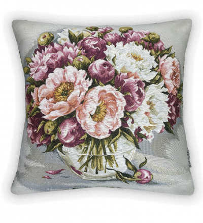 Букет в вазе нежность- гобеленовая наволочка 
