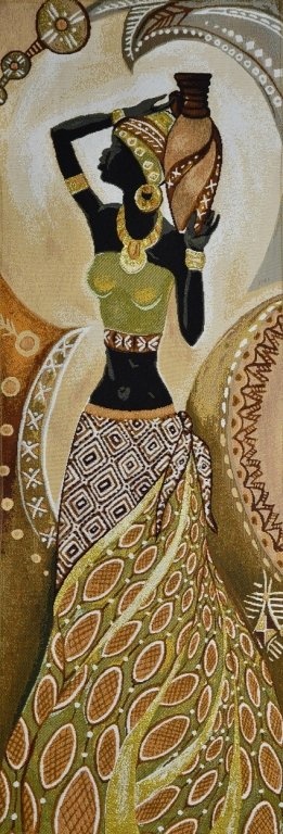 Африканка с кувшином- гобеленовая картина