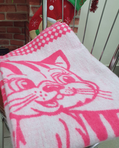Одеяло 30% шерсть котенок розовый