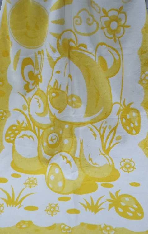 Одеяло байковое Мишка желтый 100% хлопок