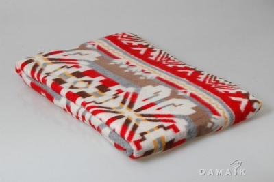 Одеяло Лубны бежевые с красным - 170х205 (100% хлопок)
