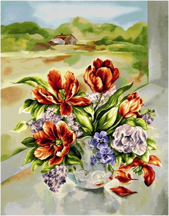 Весенний букет - гобеленовая картина