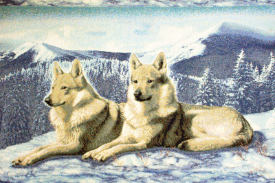 Волки на снегу- гобеленовая картина