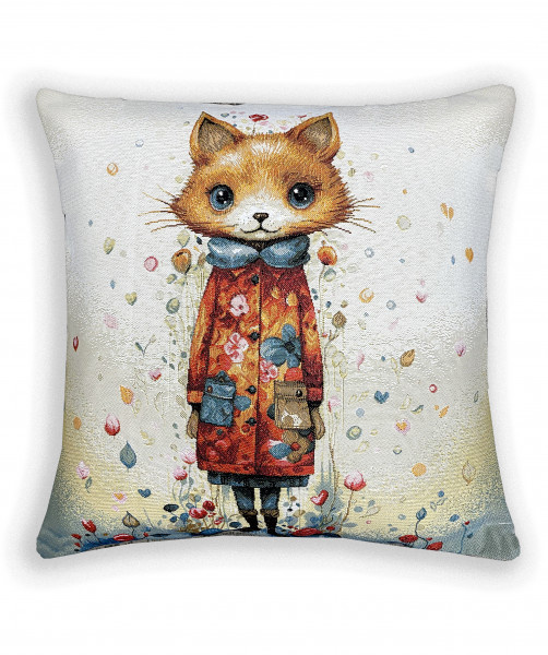 Лисёнок в красном пальто- гобеленовая наволочка