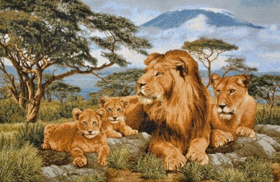Африканские львы евро- гобеленовый купон