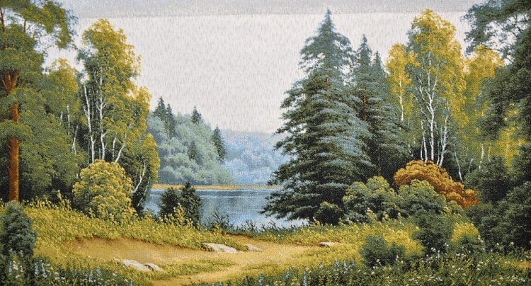 Река в лесу евро-гобеленовая картина