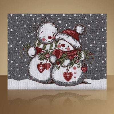 Меланжевая сказка – Снеговики - гобеленовая салфетка
