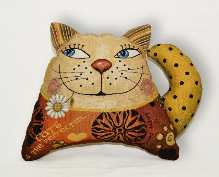 Кот Горошек- гобеленовая подушка-игрушка