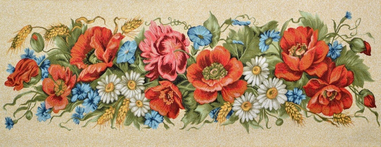 Цветочная композиция Маки-гобеленовая двусторонняя наволочка