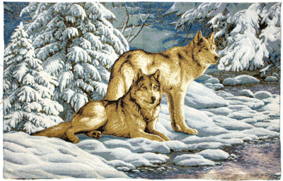 Серые волки евро - гобеленовая картина