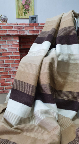 Одеяло хлопок 100% Полоска бежево - коричневая