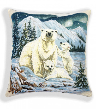 Зима Белые медведи - гобеленовая наволочка