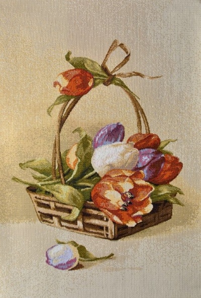 Корзина тюльпанов 2 евро-гобеленовая картина