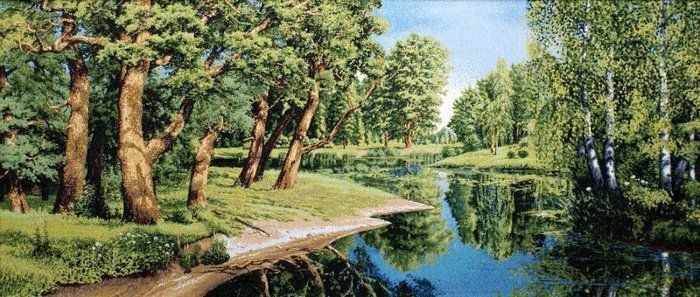 Дубы у реки  - гобеленовая картина