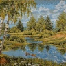 Пейзаж с утками евро- гобеленовая картина