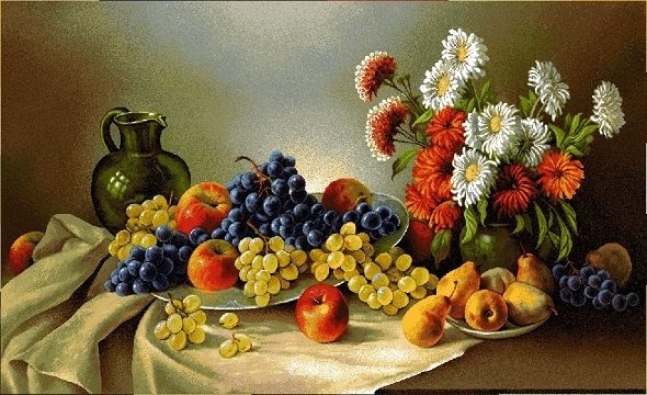 Натюрморт с виноградом  - гобеленовая картина