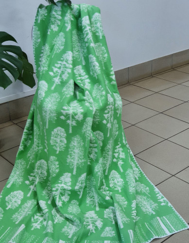 Одеяло 100% хлопок жаккард Деревья зеленые