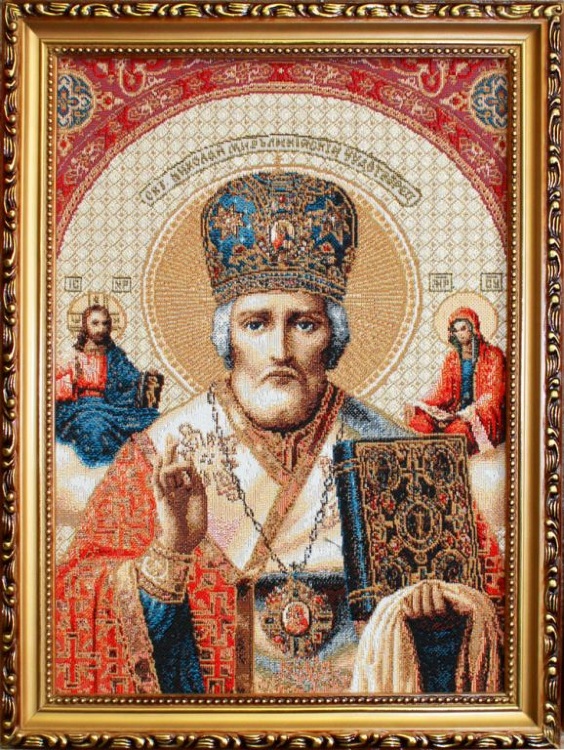 Святой Николай Мирликийский - гобеленовая икона